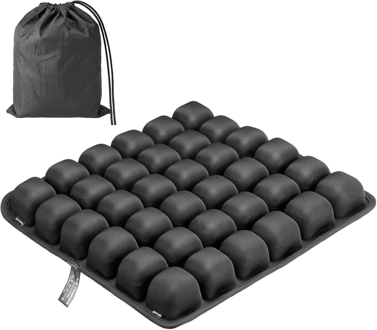 3D Inflatable Airplane Seat Cushion - 60s Fast Press & A4 Fold, 36 Airbags Tailbone Pressure Relief Pad for Long Flights, Black