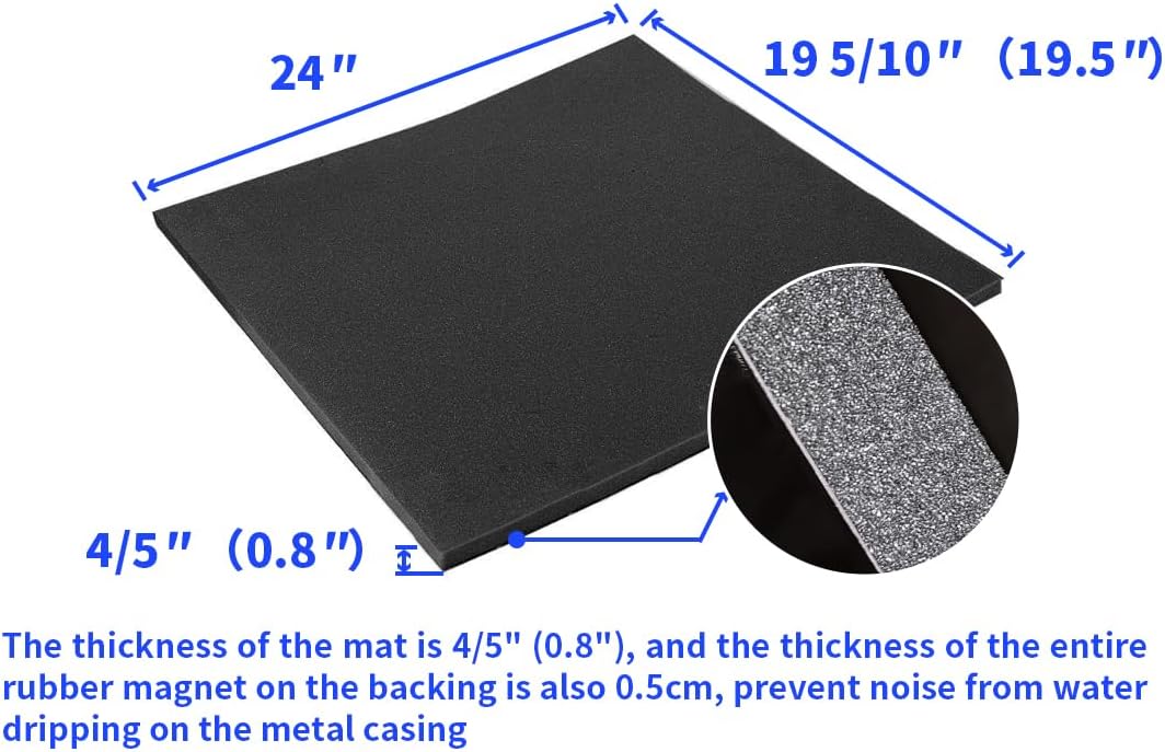 Goodhoily Air Conditioner Drip Cushion Black 24" x 19 5/10" 4/5" & AC Rain Cover with Holds Strong Magnetic Backing for Window Units Stops Moving,Stops The Noise from Raining