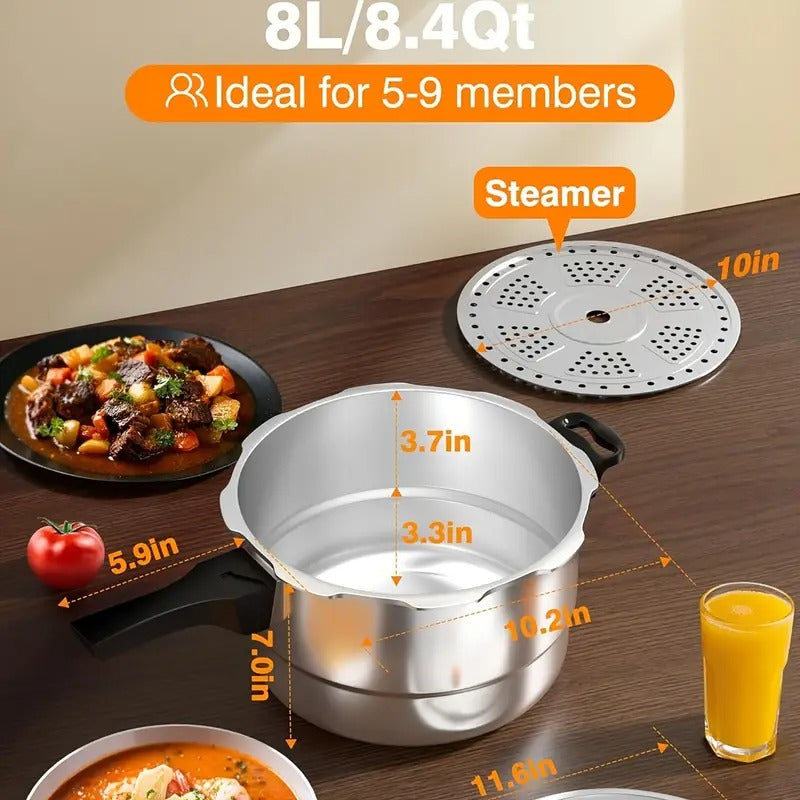 WantJoin 10Qt Aluminum Pressure Cooker w/Release Valve &amp; Multiple Protective Devices, Pressure Canner Compatible with Gas &amp; Induction Cooker, Canner Rack Included